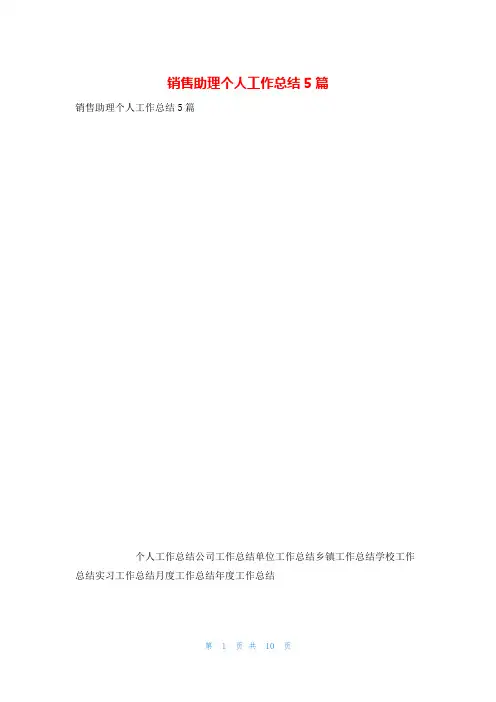 销售助理个人工作总结5篇