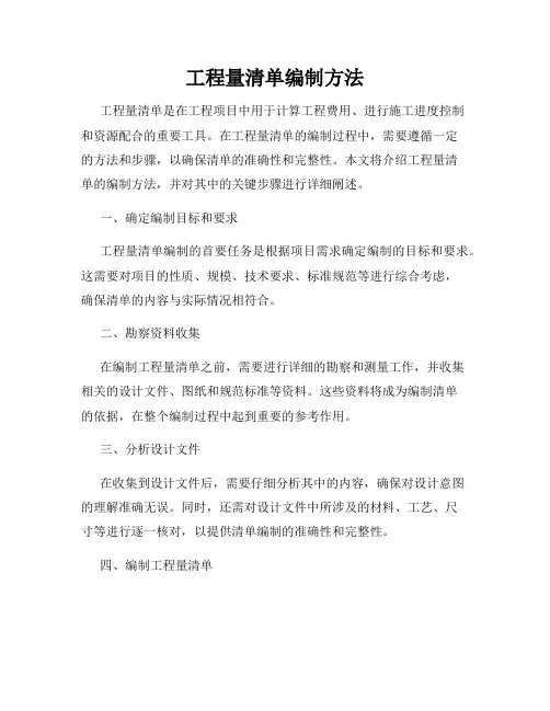 工程量清单编制方法