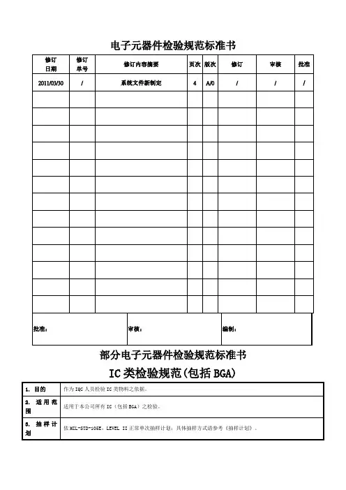 电子元器件检验规范标准书