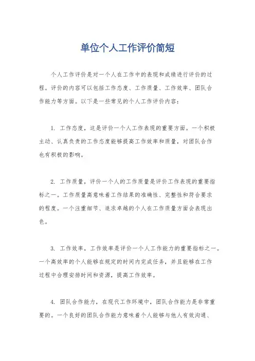 单位个人工作评价简短