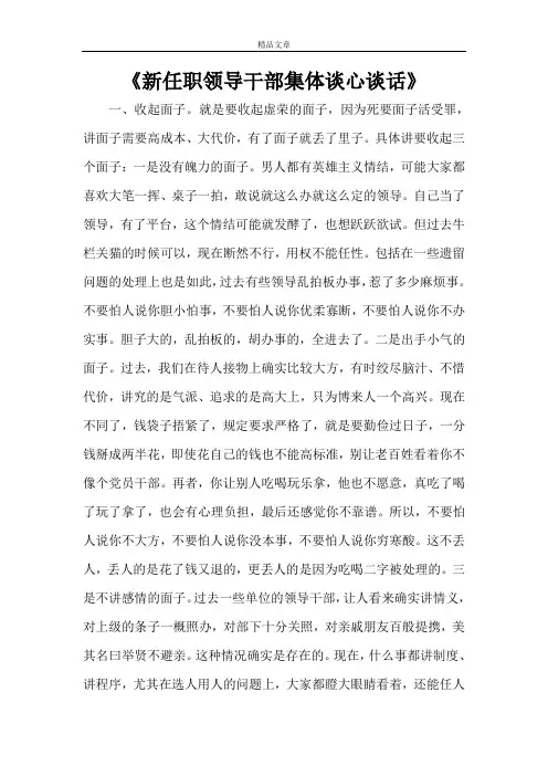 《新任职领导干部集体谈心谈话》