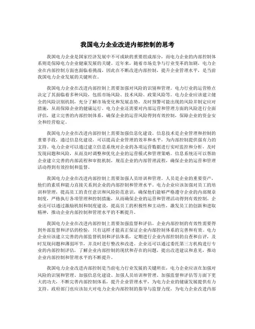 我国电力企业改进内部控制的思考