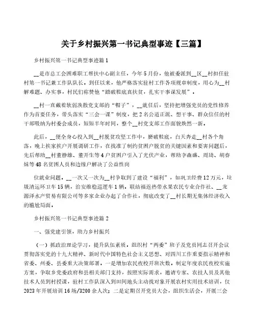 关于乡村振兴第一书记典型事迹【三篇】