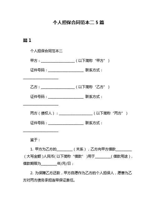 个人担保合同范本二5篇