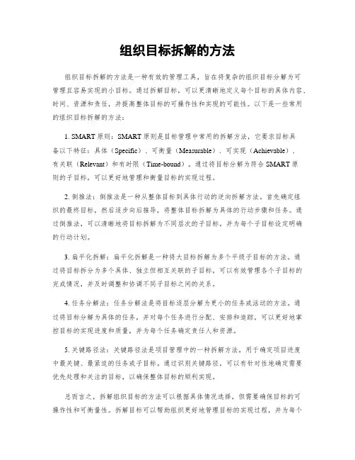 组织目标拆解的方法