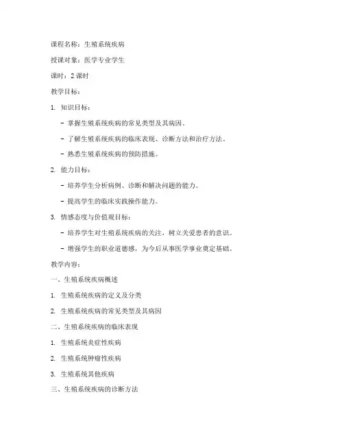 生殖系统疾病教案模板范文