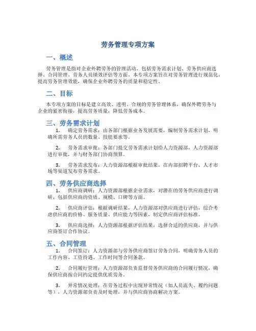 劳务管理专项方案