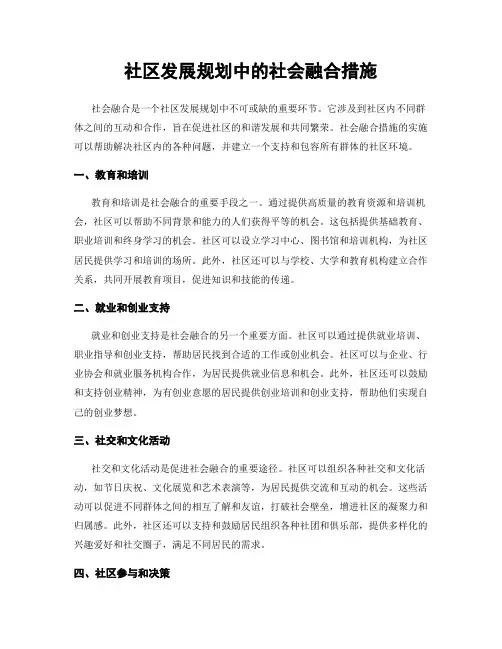 社区发展规划中的社会融合措施
