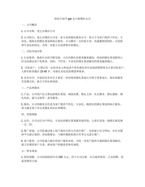创业计划书ppt怎么做婚庆公司