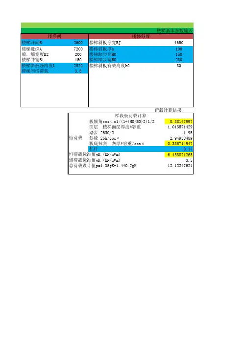 楼梯荷载计算