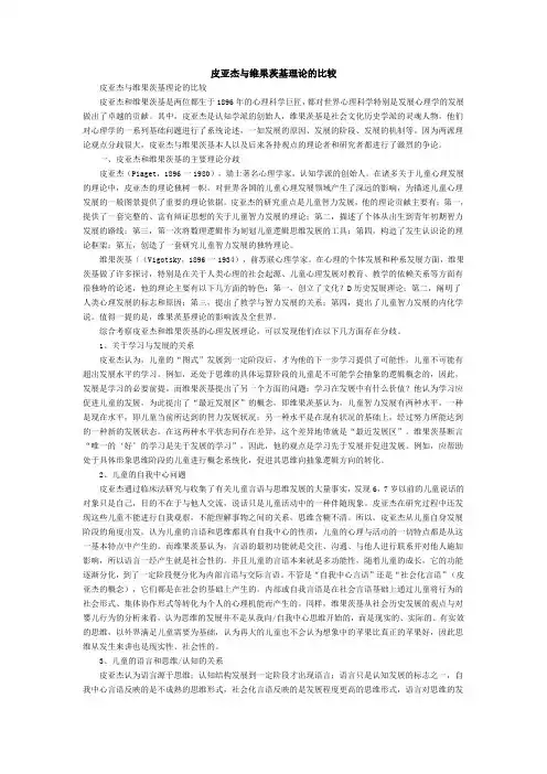皮亚杰与维果茨基观点比较