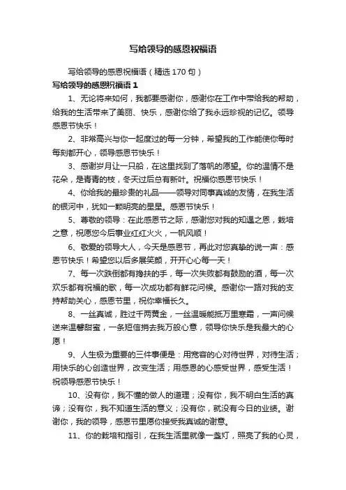写给领导的感恩祝福语
