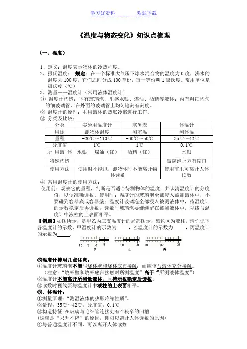 《温度与物态变化》知识点梳理