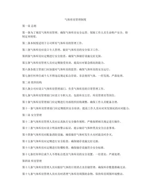 气体库房管理制度