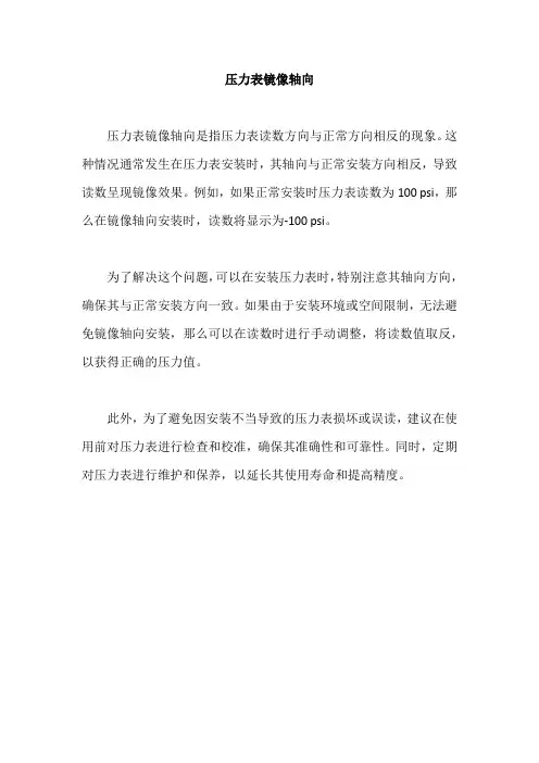 压力表镜像轴向