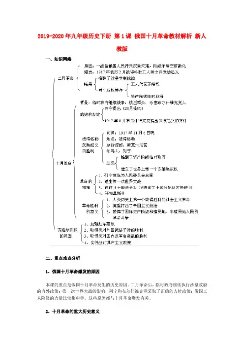 2019-2020年九年级历史下册 第1课 俄国十月革命教材解析 新人教版