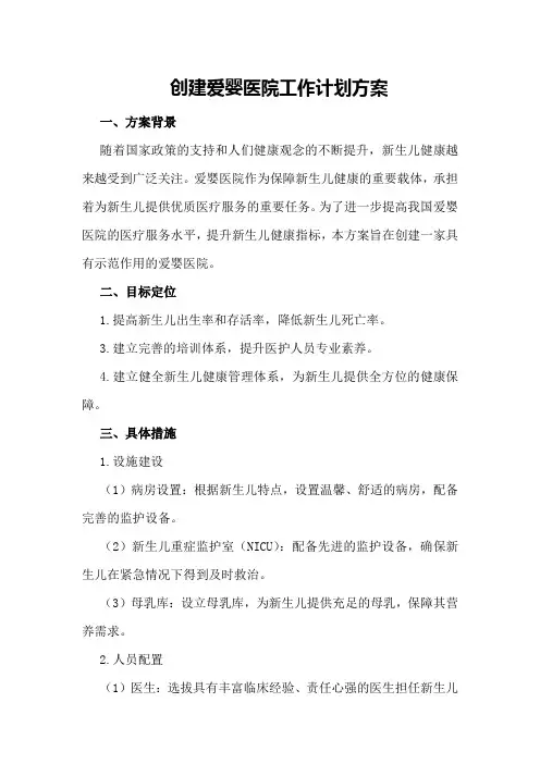 创建爱婴医院工作计划方案