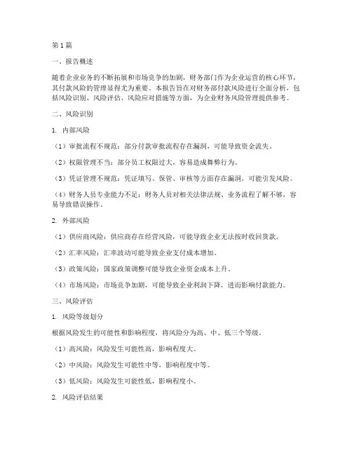 财务部付款风险分析报告(3篇)