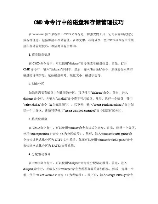 CMD命令行中的磁盘和存储管理技巧
