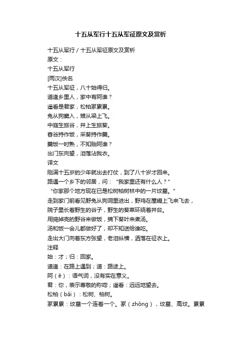 十五从军行十五从军征原文及赏析