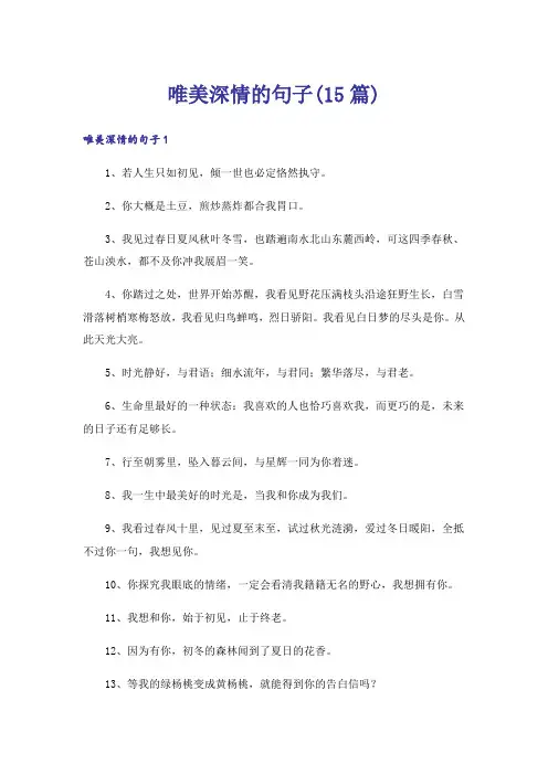 唯美深情的句子(15篇)