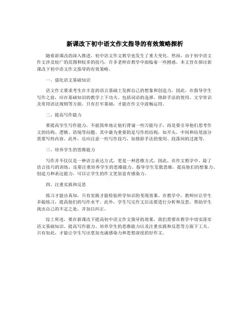 新课改下初中语文作文指导的有效策略探析