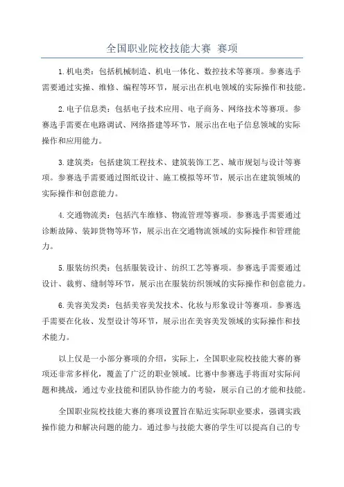 全国职业院校技能大赛 赛项