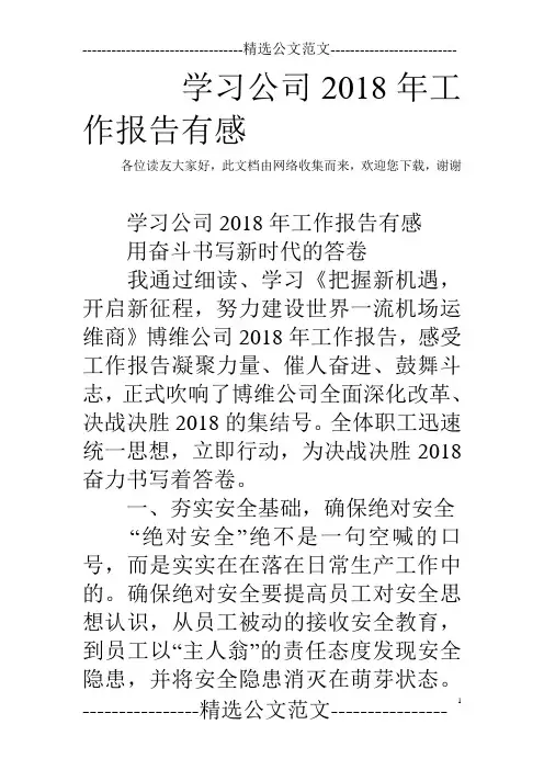 学习公司2018年工作报告有感