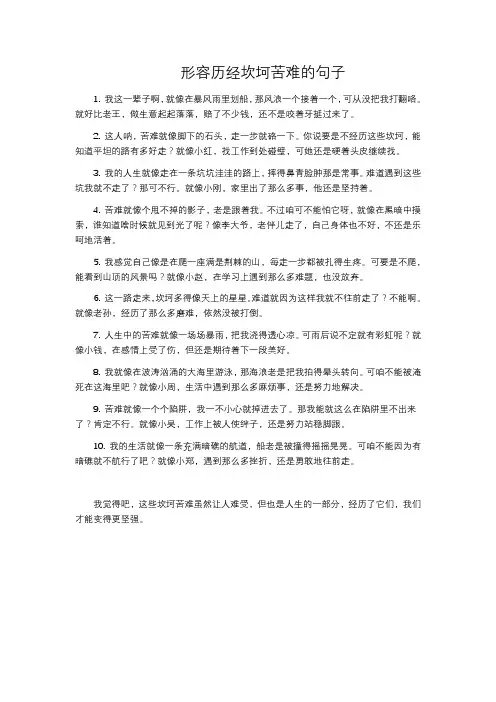 形容历经坎坷苦难的句子