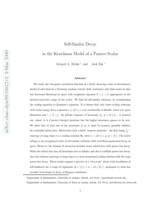 Self-Similar Decay in the Kraichnan Model of a Passive Scalar