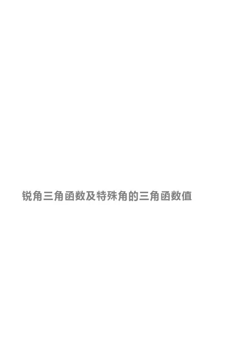锐角三角函数及特殊角的三角函数值