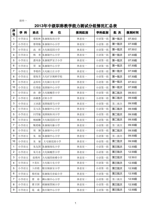 2013年能力测试分组