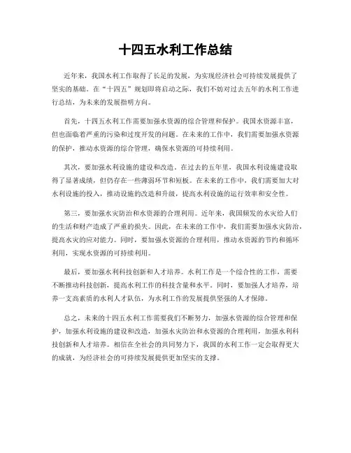 十四五水利工作总结