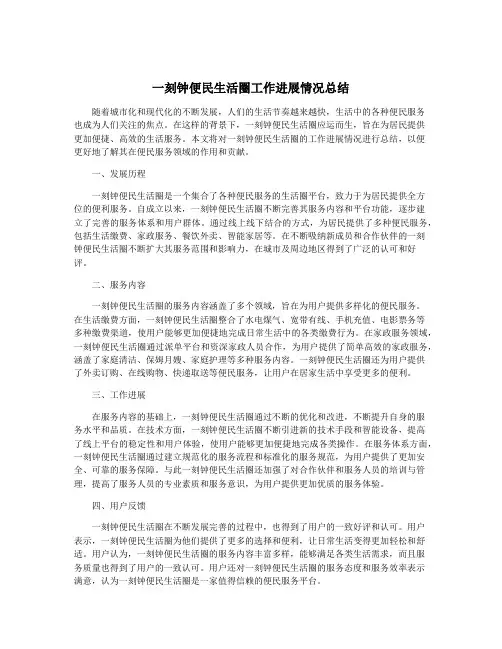 一刻钟便民生活圈工作进展情况总结