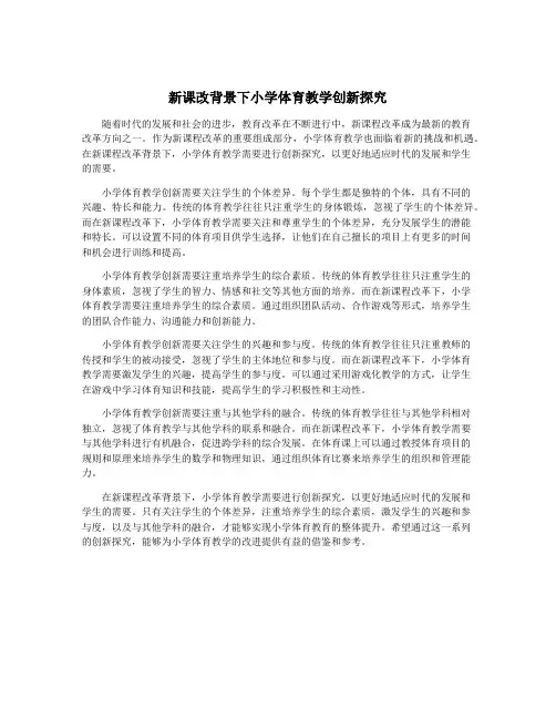 新课改背景下小学体育教学创新探究