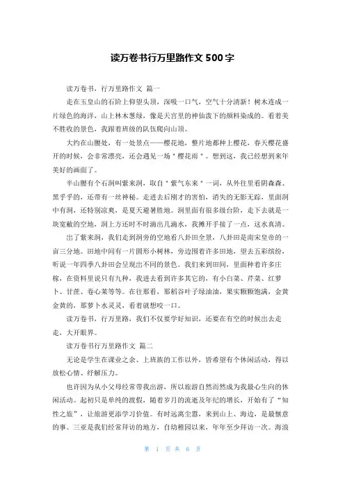 读万卷书行万里路作文500字