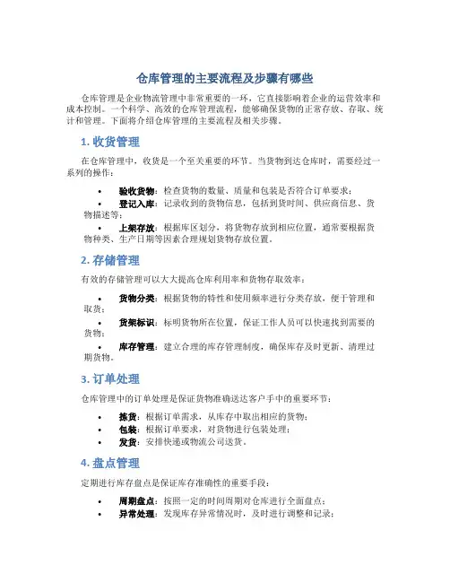 仓库管理的主要流程及步骤有哪些