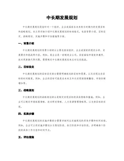 中长期发展规划