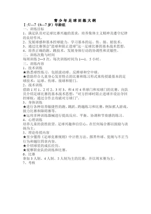青少年足球训练大纲