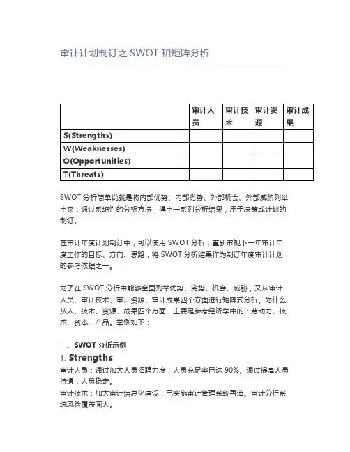 审计计划制订之SWOT和矩阵分析