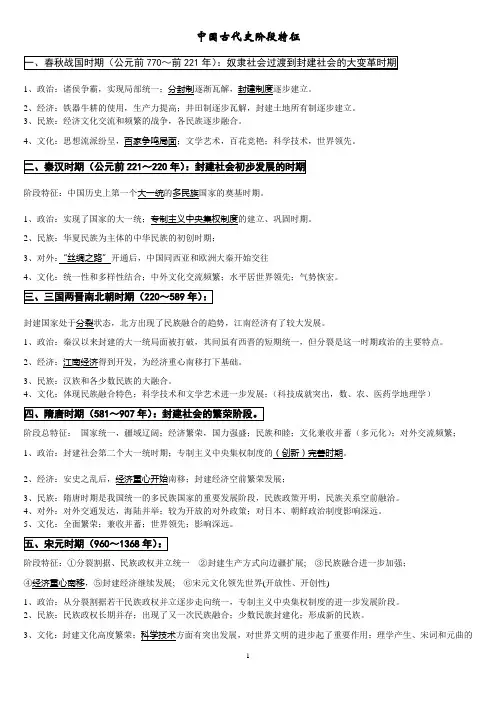 各时代的历史阶段特征(精华版)