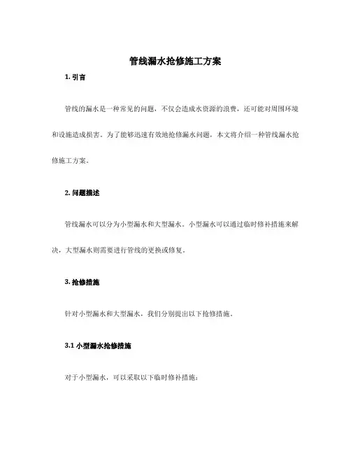 管线漏水抢修施工方案