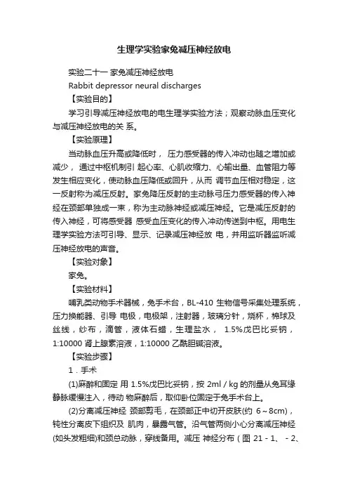 生理学实验家兔减压神经放电