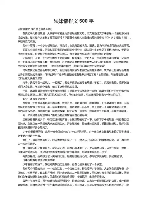 兄妹情作文500字（精选6篇）
