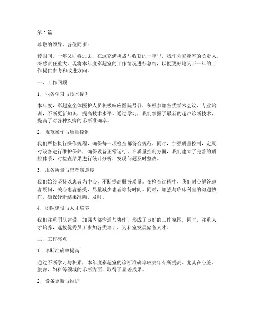 彩超室的年终述职报告(3篇)