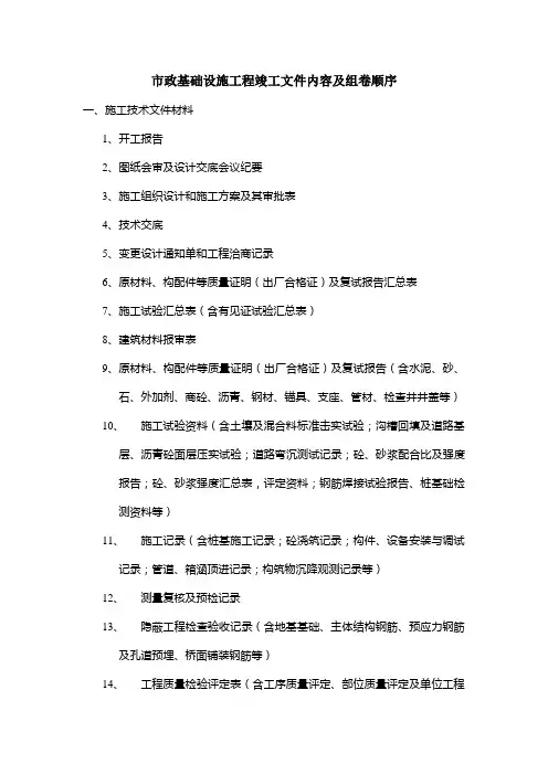 市政组卷目录