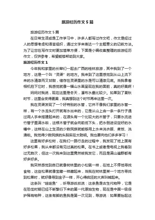 旅游经历作文5篇