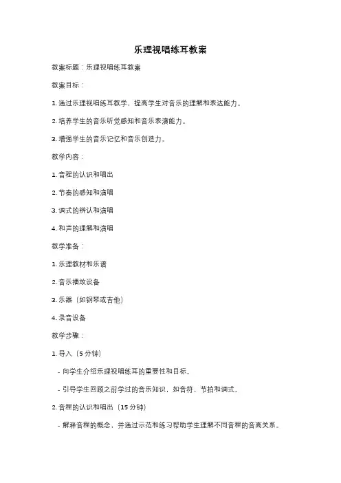 乐理视唱练耳教案