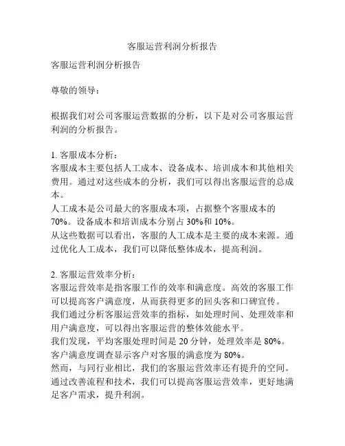 客服运营利润分析报告