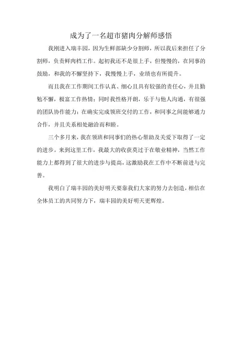 成为了一名超市猪肉分解师感悟